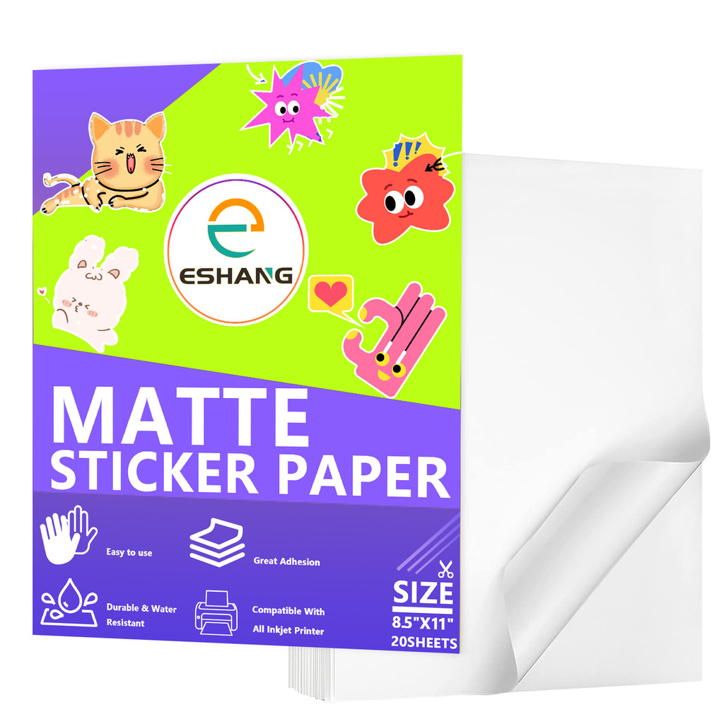 

20 Sheets 8.5x 11 Inches Printable Vinyl Sticker Paper Matte White for Inkjet Printer Self-Adhesive