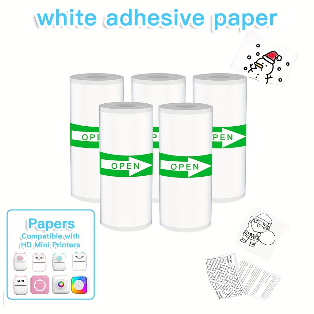 

5/15 Rolls Thermal Sticker Paper Self-Adhesive Inkless Refills for Mini Printers To-Do Lists