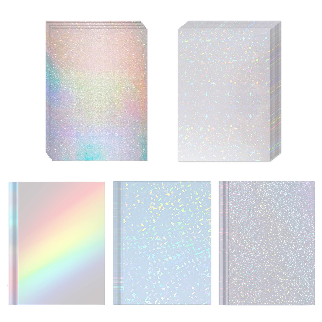 

20 Sheets A4 Holographic Cold Laminating Film Clear Self-Adhesive Vinyl Sticker 8.3x11.7 Inch