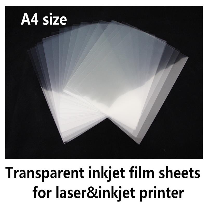 

A4 size 100% transparent film sheets for inkjet & laser printer