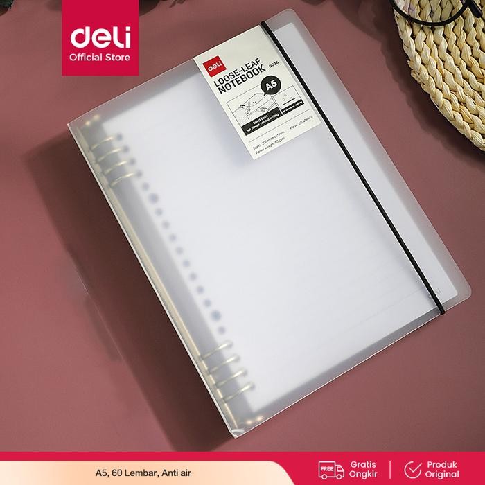 

Deli Loose-Leaf Notebook Binder Buku Catatan A5 60 Lembar 8 Ring En036