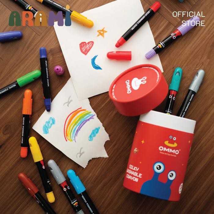

Ommo Washable Silky Crayons Crayon Sutra Halus Krayon Anak