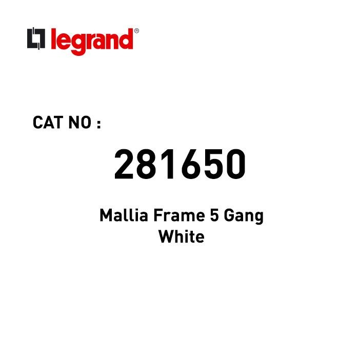 Legrand Mallia - Frame 5 Gang - White 281650