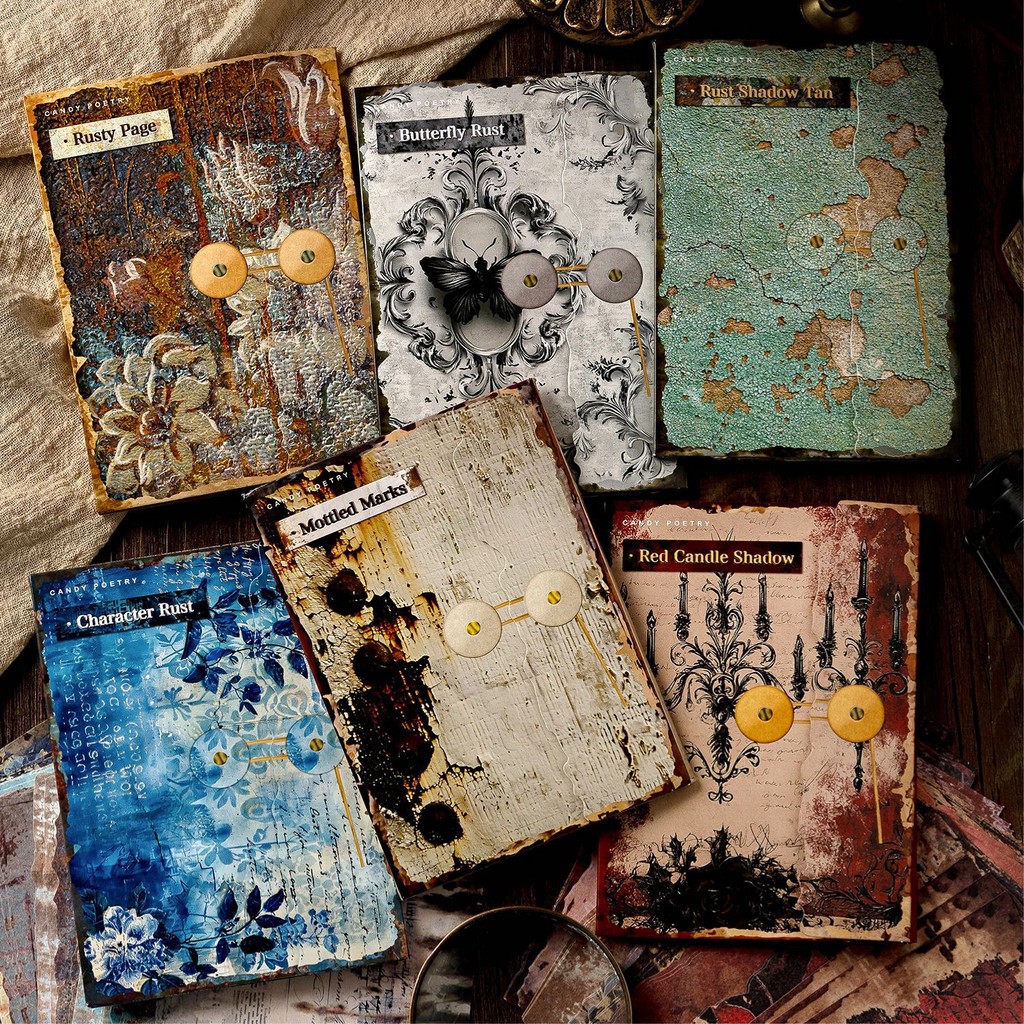 

30pcs/lot Memo Pads Material Paper stained and rusted Junk Journal Scrapbooking Retro Background