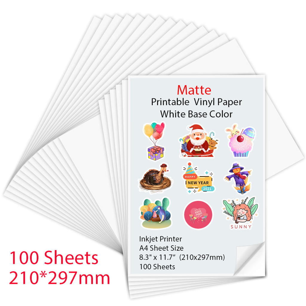 

10-100 Sheets A4 self-adhesive Matte Printable Vinyl Sticker Paper for Inkjet printer DIY Crafts