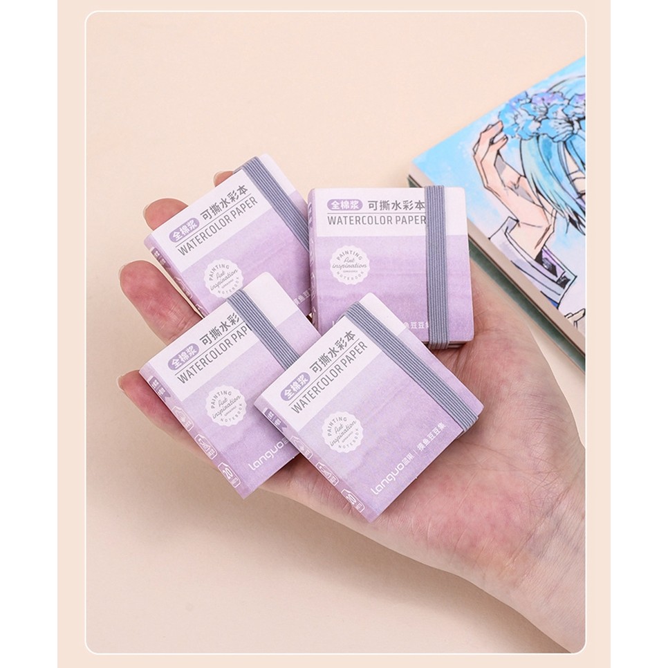 

Square Mini Watercolor Sketchbook Cotton 300g 20Sheets Coarse Grain Travel Water Color Paper Pad