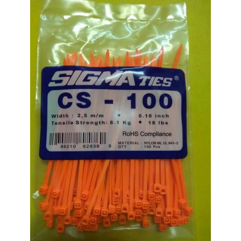 

kabel Ties 10 cm Sigma warna orange