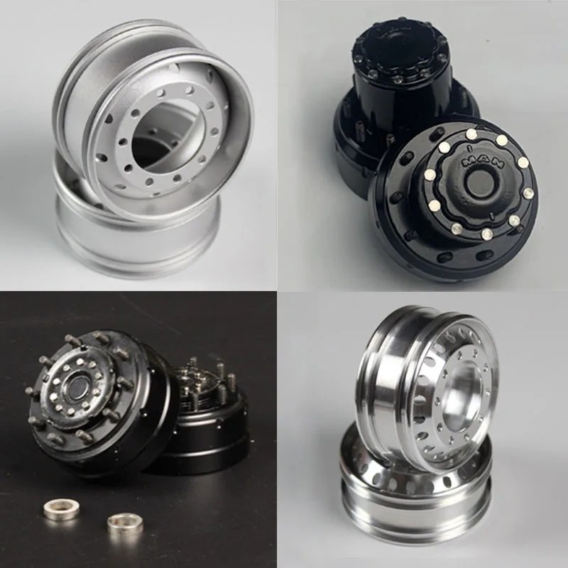 1 Pair Metal Front/rear Hub Wheel Spindle Head Brake Drum for 1/14 Tamiya RC Truck Scania 770S MAN