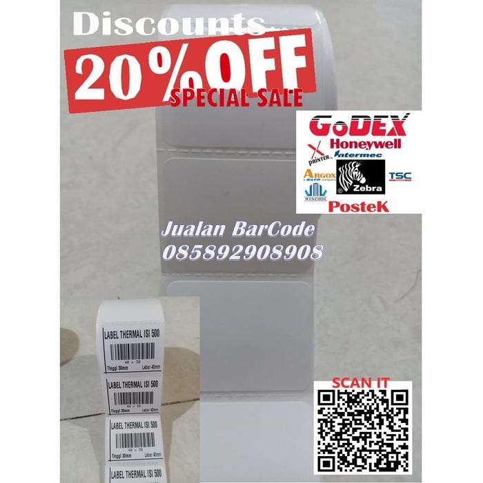 (Allthebest) Label Sticker Thermal 40mm X 30mm / 40x30 / 4030 / 40 30