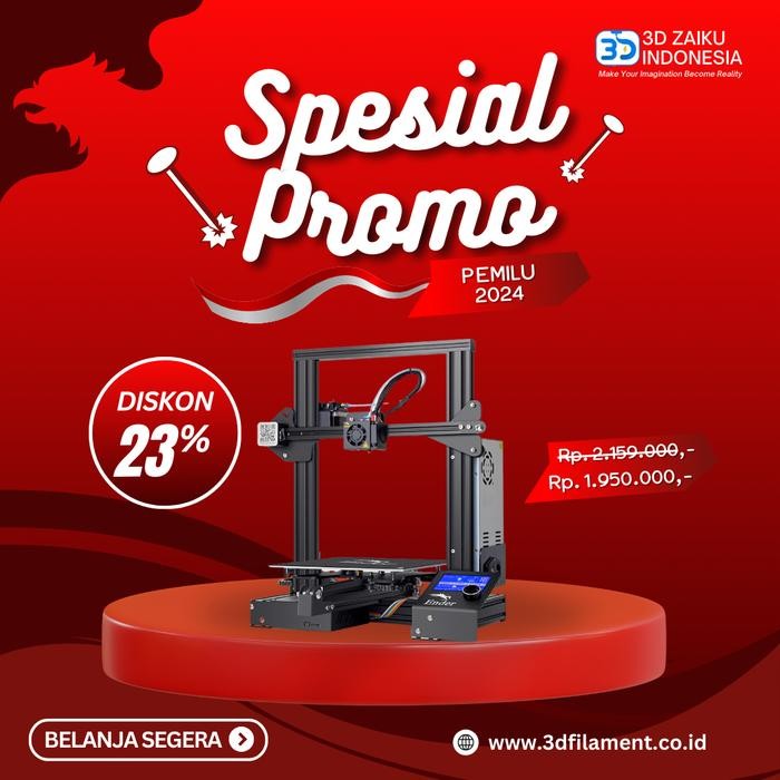 (Allthebest) Creality Ender 3 Versi Terbaru 3D Printer Pr i3 Size Besar V-Slot
