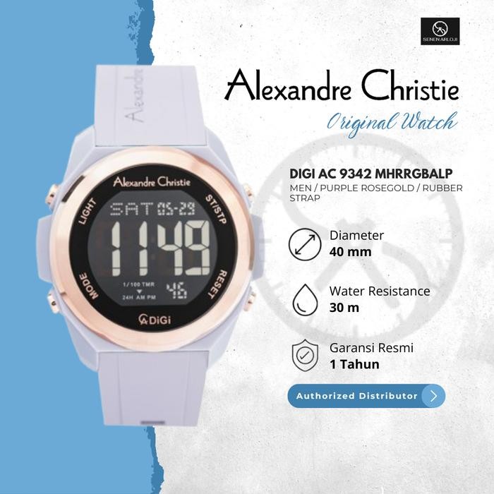 Jam Tangan Unisex Alexandre Christie AC 9342 Digital - Purple Rosegold Rubber Watch