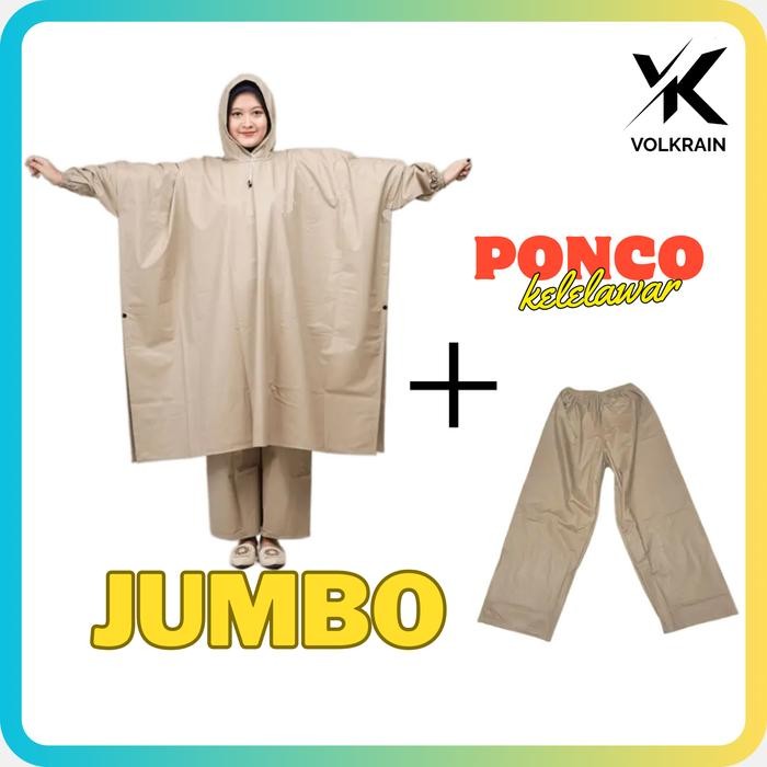 Jas hujan ponco celana jumbo big size - ponco kelelawar lengan panjang