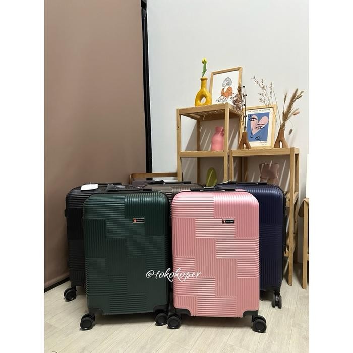 Koper Swiss Polo 22 Inch Bahan Abs 100% Roda Double Kunci Kombinasi 3 Angka Roda Berputar 360