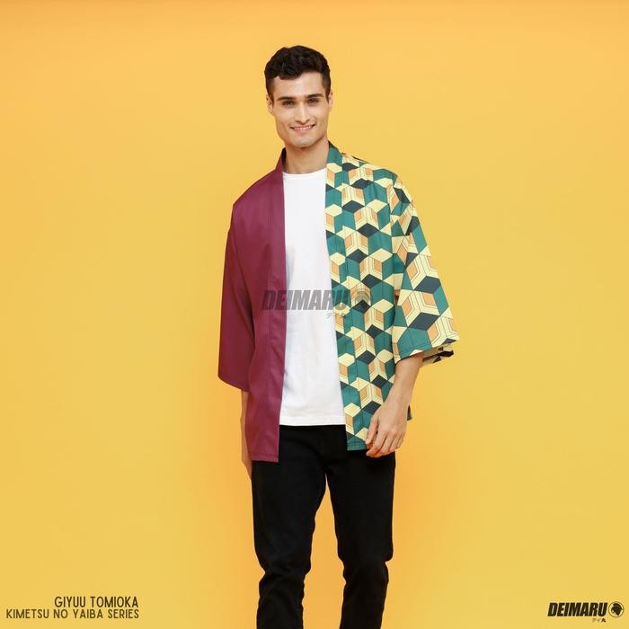 KOSTUM JEPANG JAPAN KIMONO COSPLAY DEMON SLAYER - CT HAORI GIYUU TOMIOKA KIMETSU NO YAIBA PRIA ANIME