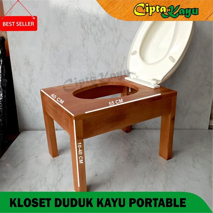 Kloset Duduk Kayu Toilet Duduk Kayu Closet Duduk Kayu Portable Lansia Wc