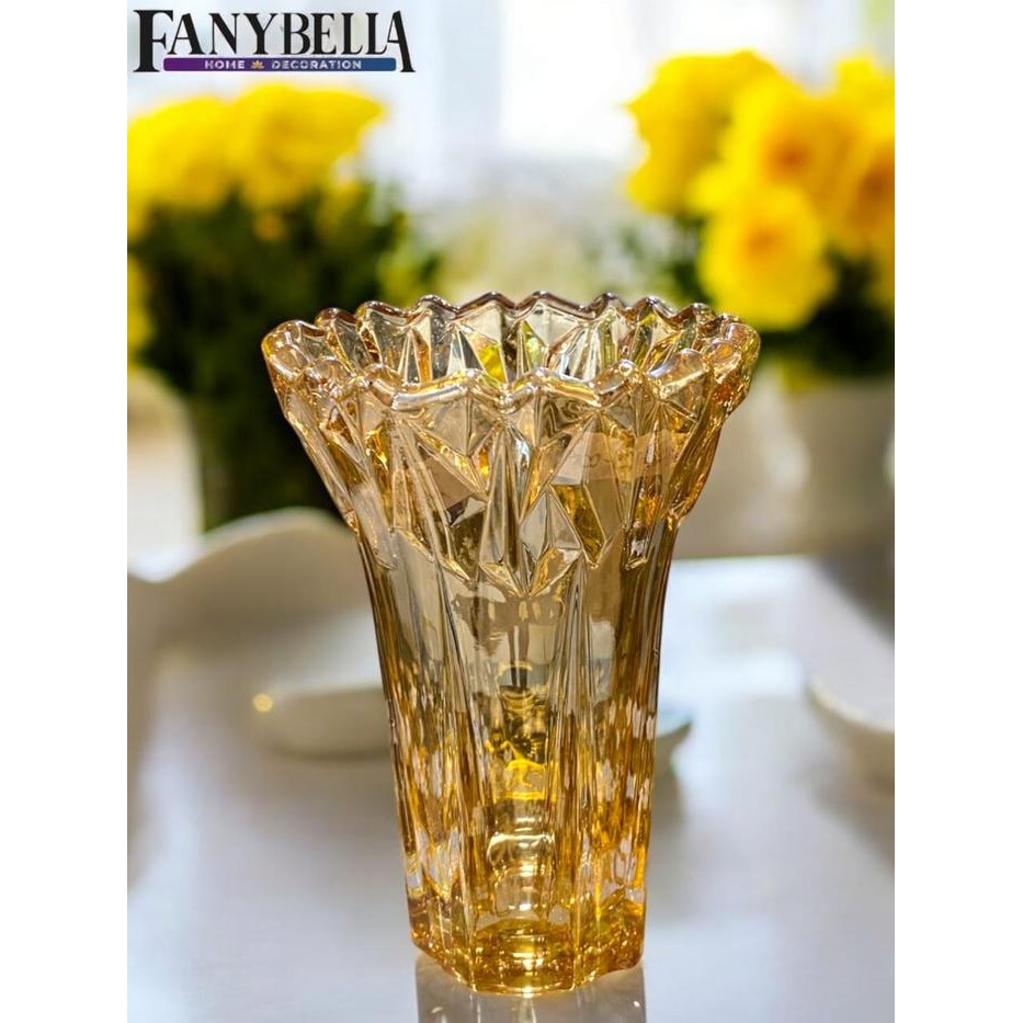 Vas bunga kaca kristal keramik putih Motif Bunga Pajangan Meja Dekorasi Rumah