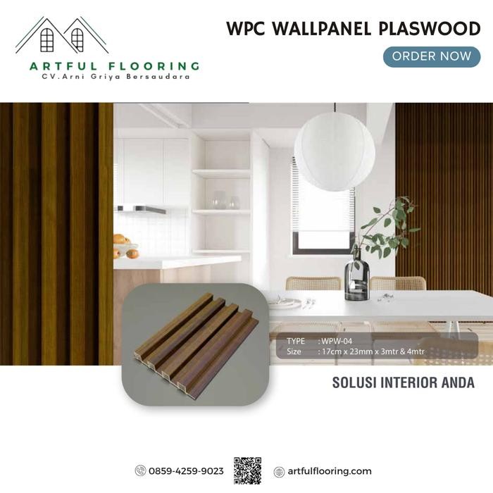 WPC Wood Wall Panel Plaswood Dekor Dinding Kayu - Panjang 3&4m