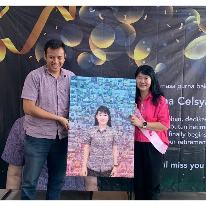 Idyan - Kolase foto mozaik cetak kanvas Premium 60x90 cm. Sudah termasuk desain, cetak dan