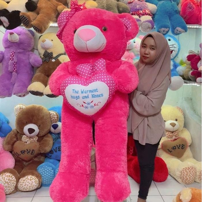Boneka Tedy Bear WARMES Ukuran 1,5METER Topi pita love Super jumbo dolls