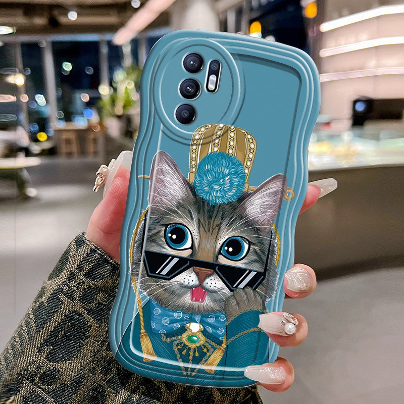 Casing Hp Untuk OPPO Reno 6 4G Reno 6 5G Case Casing Kucing yang lucu HP Kesing gelombang Cesing Sil