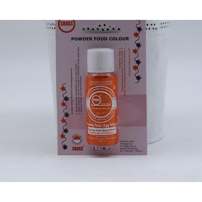

CROSS EGG YELLOW Food Coloring Powder 15gr Pewarna Makanan Bubuk