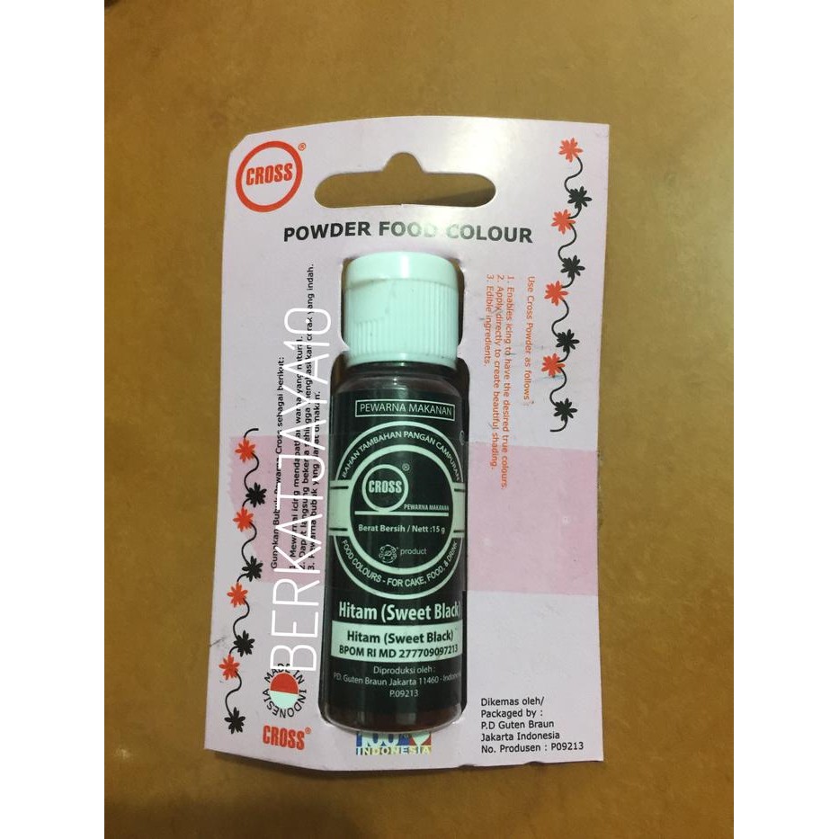 

CROSS Hitam Sweet Black Food Coloring Powder 15gr Pewarna Bubuk