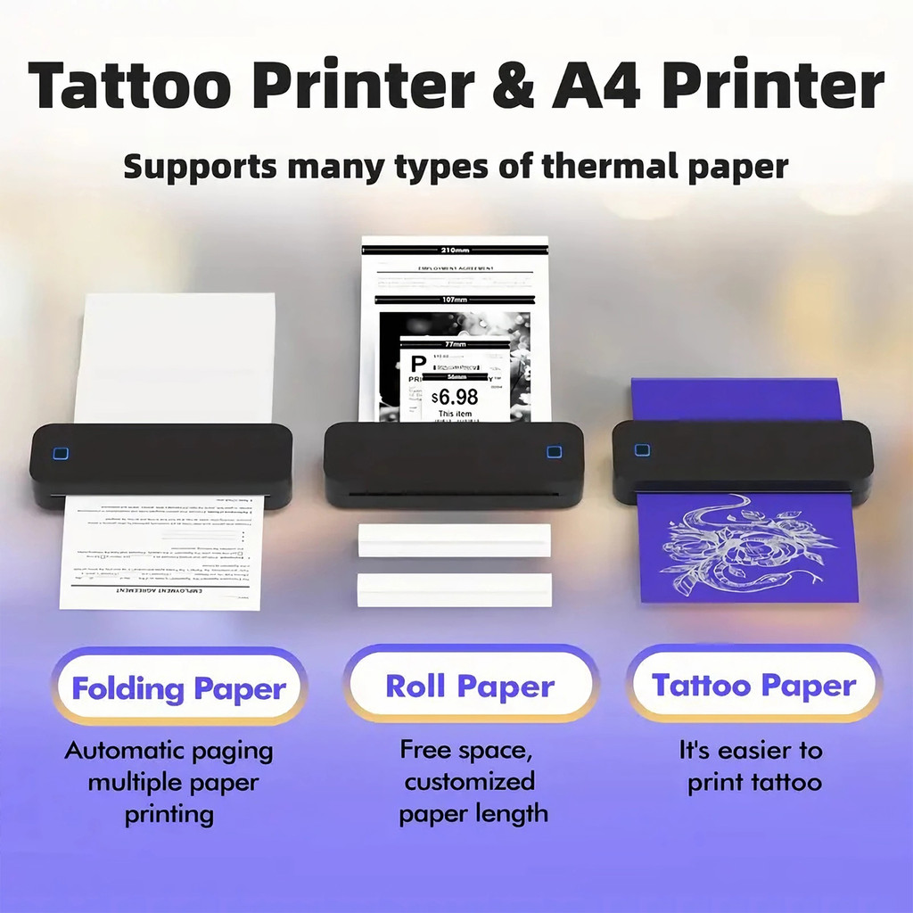 MarkLife D210 Portable A4 Thermal Printer Document Tattoo Printer Mini Bluetooth Desk Printer