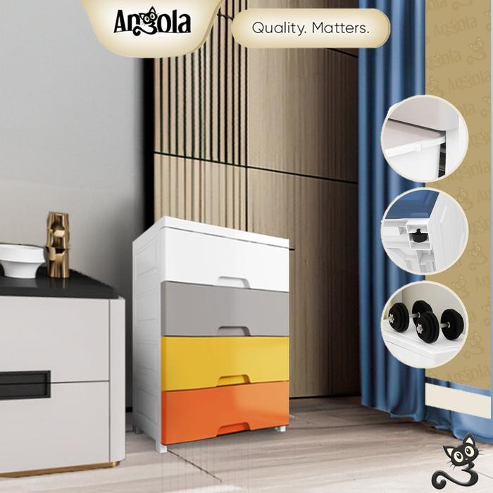 [LEMARI MINIMALIS] TP Angola Lemari Plastik Pakaian Anak Dewasa C11 Lemari Plastik 4 Susun Laci Roda