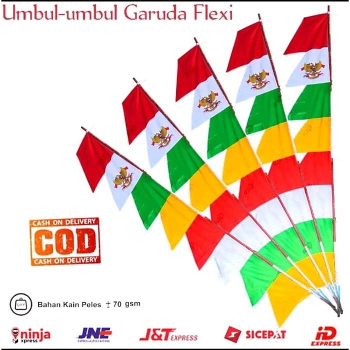 10 Pcs Bendera Umbul Umbul Sablon Pres Garuda Custom Korea Psht Terbatas