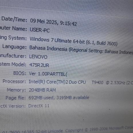 Jual lenovo thinkpad t400 normal