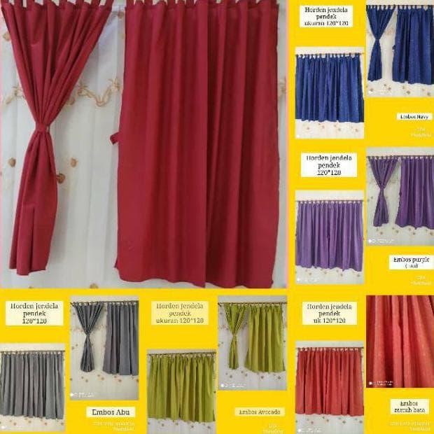 Gorden Jendela Pendek Polos Embos Gorden Kecil Jendela Kamar