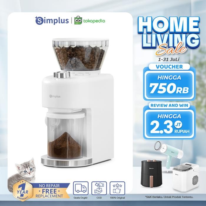 Simplus Coffee Grinder Penggiling Biji Kopi Elektrik 35 Pengaturan Penggilingan Dengan Cup Takaran