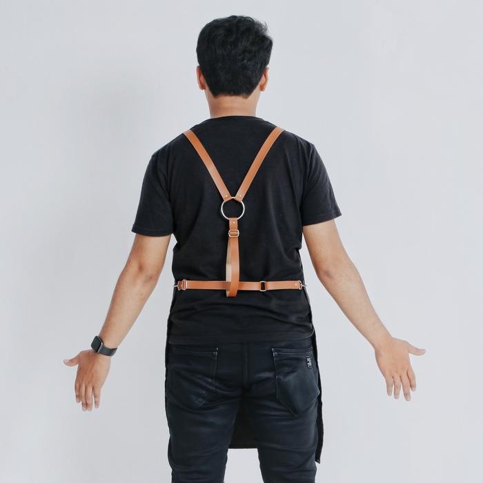 X-STRAP MONOLOG KULIT SINTETIS TALI APRON BARISTA BARBER