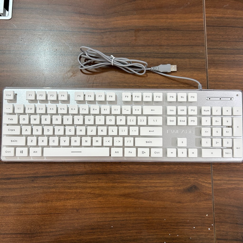 EWEADN GX710S Office Keyboard silent, All-Metal Panel 104 Keys Wired with Water Drop Keycaps, for