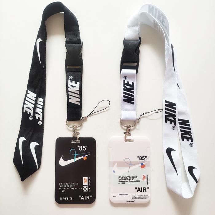 

READY ID Card Holder Name Tag Lanyard / Kalung Kartu Black White Nike AJ NEW