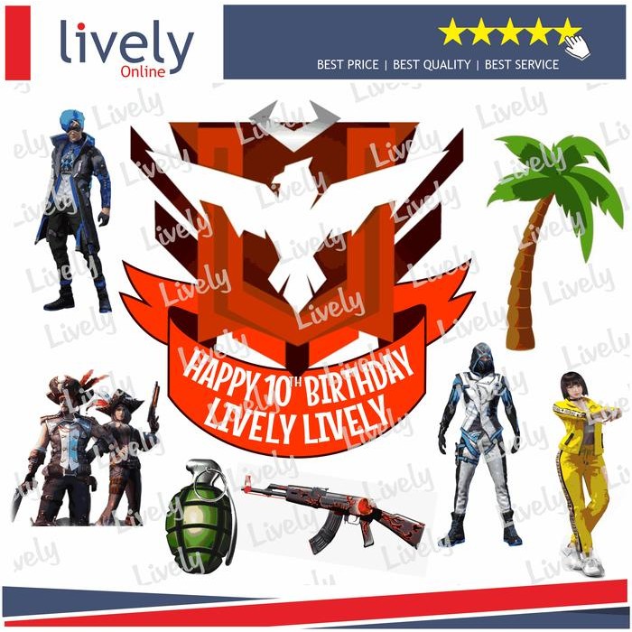 Custom Nama Cake Topper Karakter FREE FIRE 06 Hiasan Kue