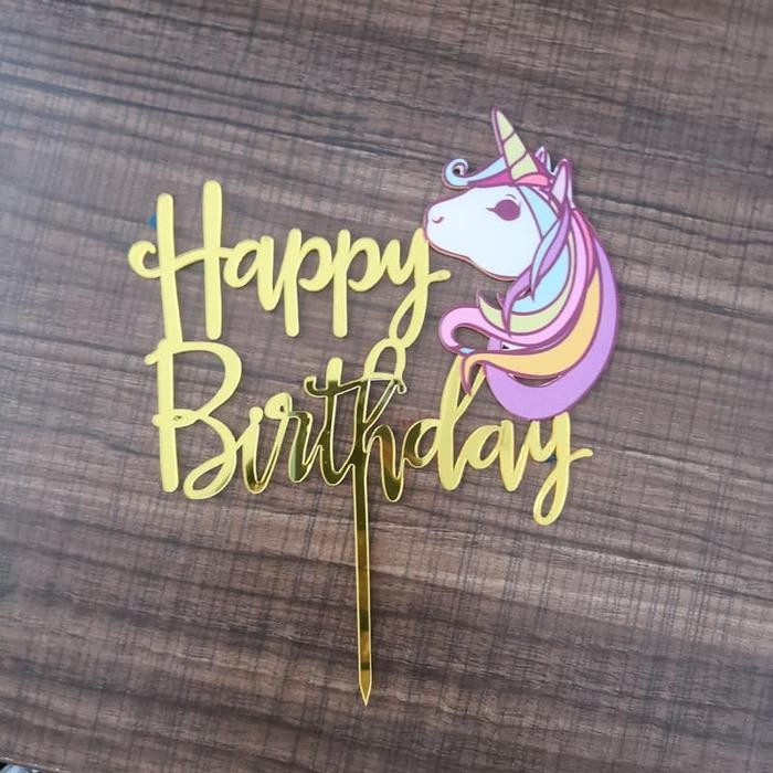 Cake Topper Happy Birthday Unicorn Hiasan Kue Ultah Tema Unicorn Pony