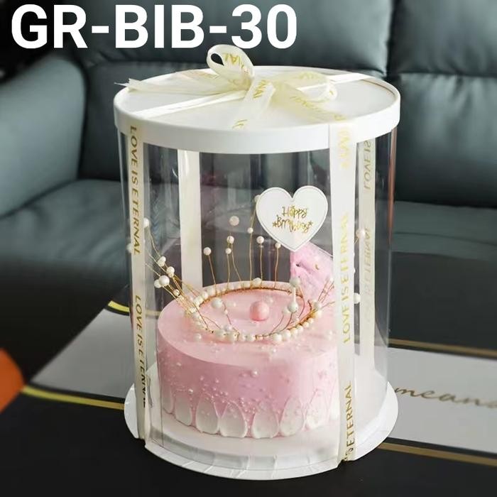GR-BIB-30 Kotak dus cake glass mika gift box kue bulat hantaran 30cm