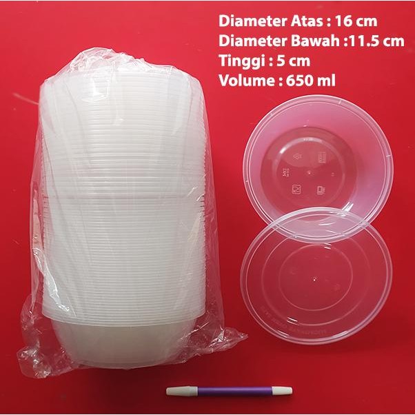 Food Container / Mangkok Plastik / Thinwall Bowl Cup 650 ml ( 25 Pcs )