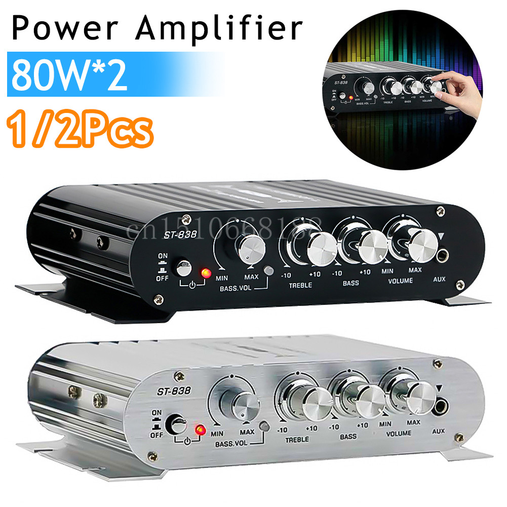ST-838 HiFi 2.1 Channel Power Amplifier Bass and Treble Adjustment 80W*2 Stereo Bass Sound Amp Audio