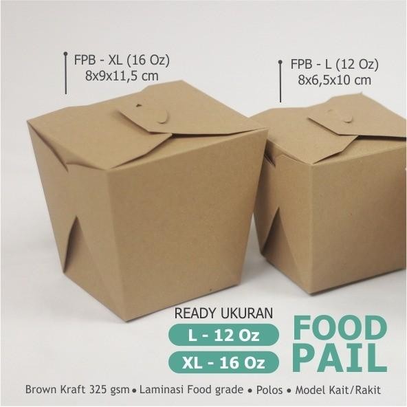 Food Pail / Paper Rice Box Laminasi Foodgrade Ukuran L / XL