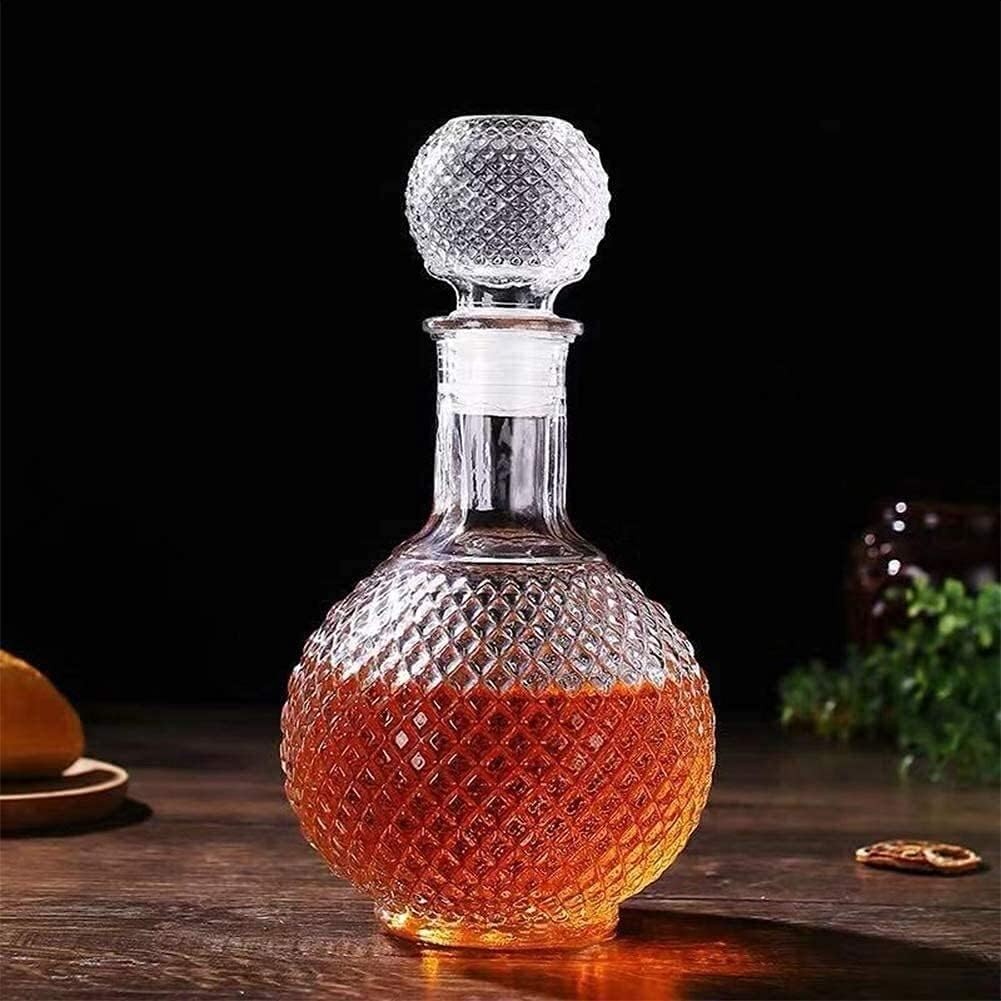 Whisky Decanter Glass Bottle Liquor Scotch Luxury Round Earth