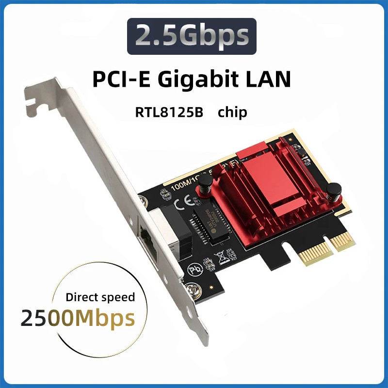 2.5G PCI-E Network Card RTL8125B Chip Gigabit Ethernet PCI Express Network Card 10/100/2500Mbps 1Gbp