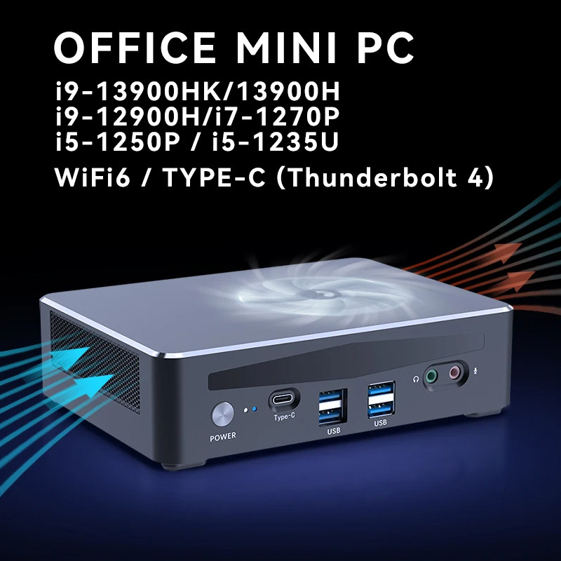 Mini PC 13th Gen Intel Core i9-13900H 14 Cores DDR5 M.2 NVME SSD WiFi6 2.5GbE Type-C Thunderbolt4 2x