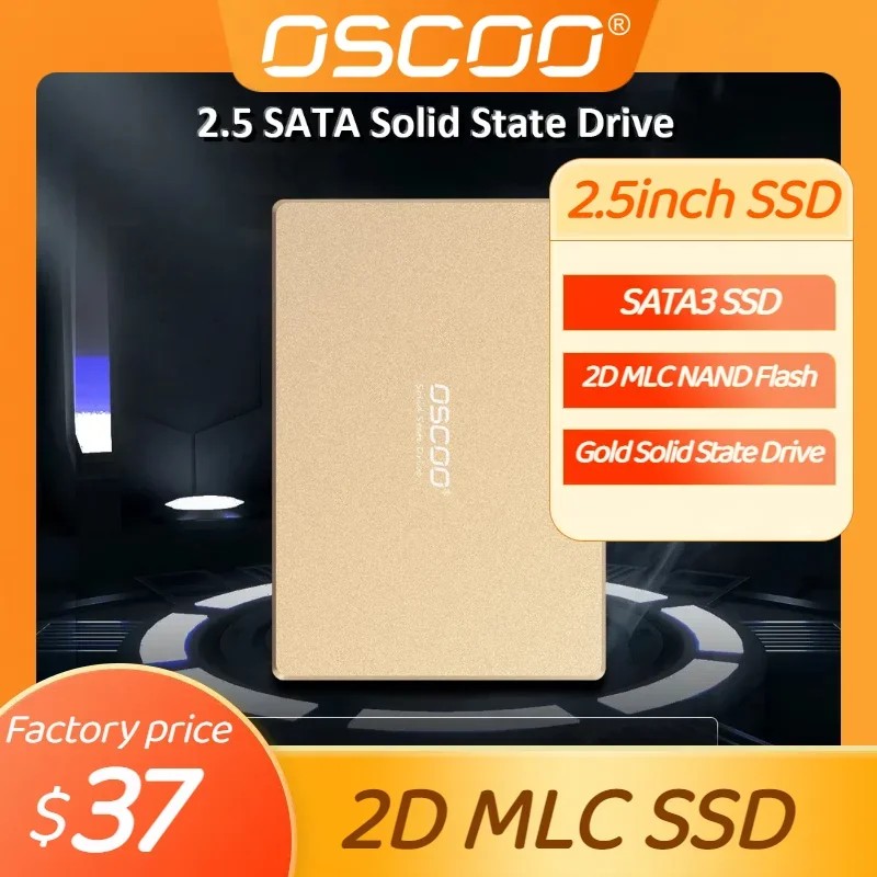 OSCOO Original 2D MLC Internal Solid State Drive 2.5 Inch SATA SSD Gold Hard Disk 512GB 256GB SSD fo