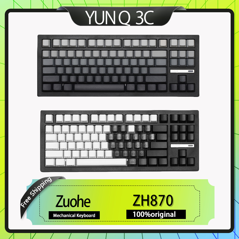 Zuohe Zh870 Mechanical Keyboard Wireless Three Mode Customized Keycap Rgb Mahjong Sound Electronic S