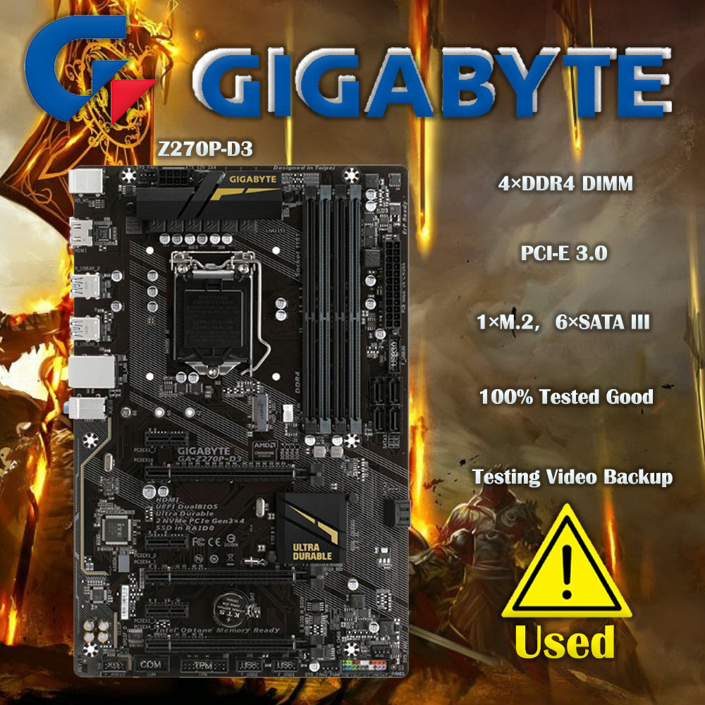 GIGABYTE GA Z270P-D3 Motherboard DDR4 LGA 1151 DDR4 For Intel Z270 64GB USB3.1 HDMI Desktop Mainboar