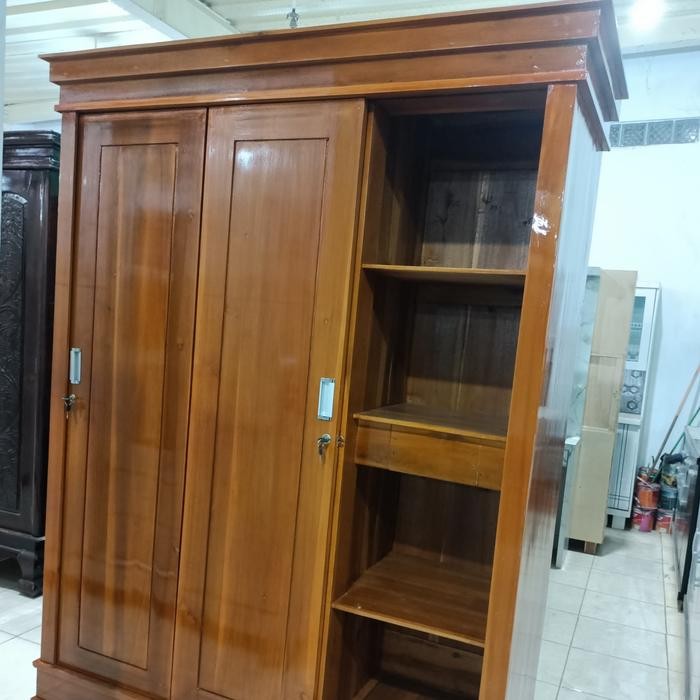 Lemari Jati 3Pintu Sliding, Jati Sliding Polos