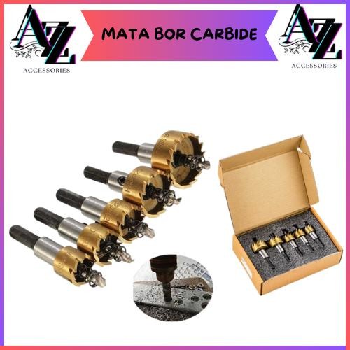 1 SET 5 Pcs Mata Bor Hss Pelubang/Melubangi Kunci Laci Lemari Pintu Alumunium Besi Baja Ringan