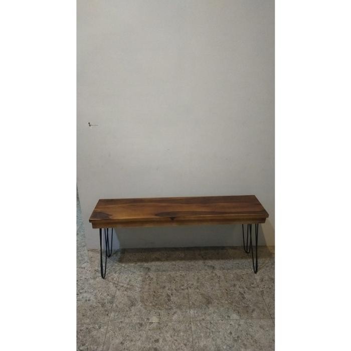 kursi panjang kaki besi 10 Mili, papan kayu (p:120 l:30 t:50)